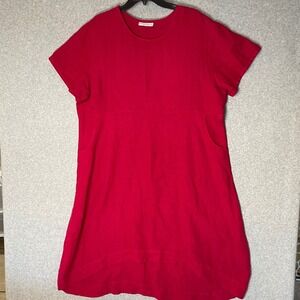 Bryn Walker Marina High Low Midi Dress Medium Fuschia‎ Linen Lagenlook Pockets